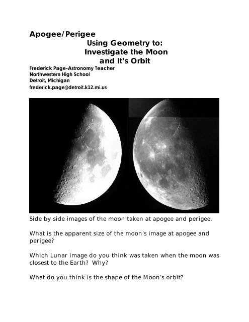 Lunar Apogee/Perigee HOU Lesson - The Department of Astronomy